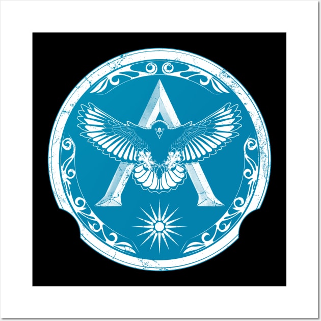 Greek Eagle Shield with Spartan Lambda and Sun of Vergina Wall Art by NicGrayTees